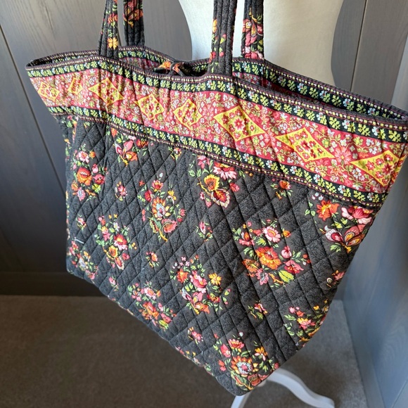 VERA BRADLEY Vintage ‘Chocolat’ Large Shoulder Bag Tote - Picture 3 of 10